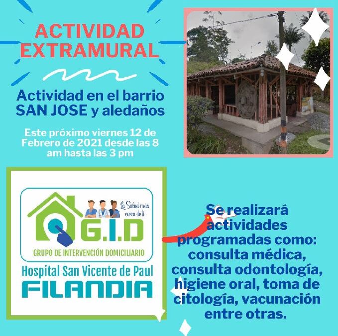 La ESE Hospital San Vicente de Paul del municipio de Filandia realizó Actividad extramural de Salud en el barrio San José.